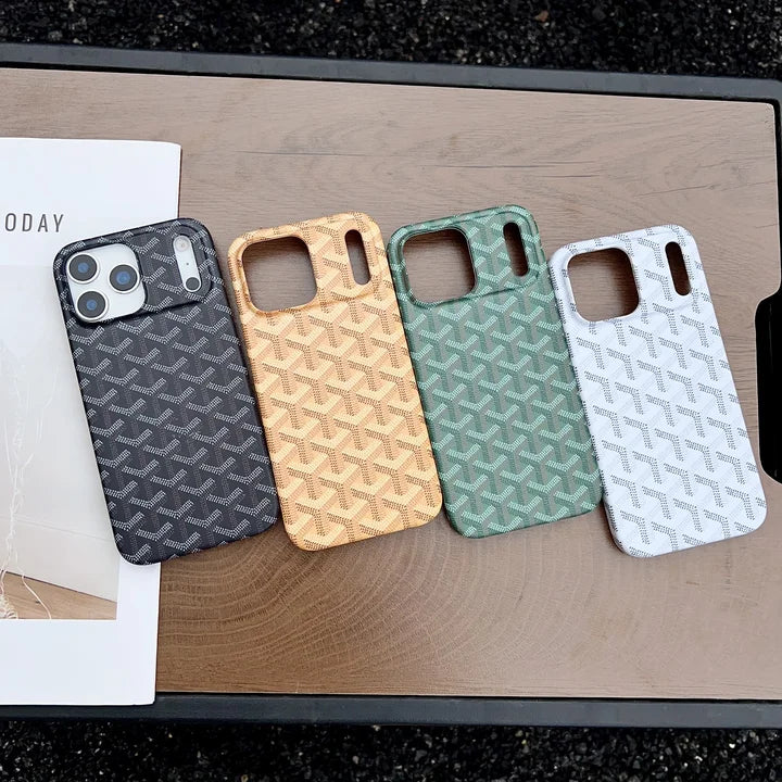 GYD Chevron Pattern Textured Leather Case for iPhone 13-18 Pro & Pro Max