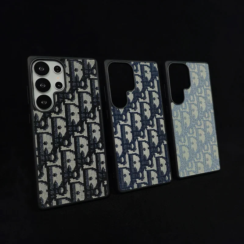 Dior-Inspired Oblique Jacquard Case for Samsung Galaxy S21-S26 Series