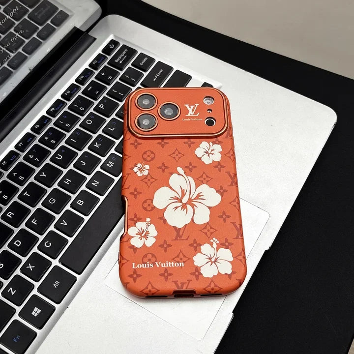 LV Case Decorated with Beautiful Floral Patterns for iPhone 12-18 Pro & Pro Max