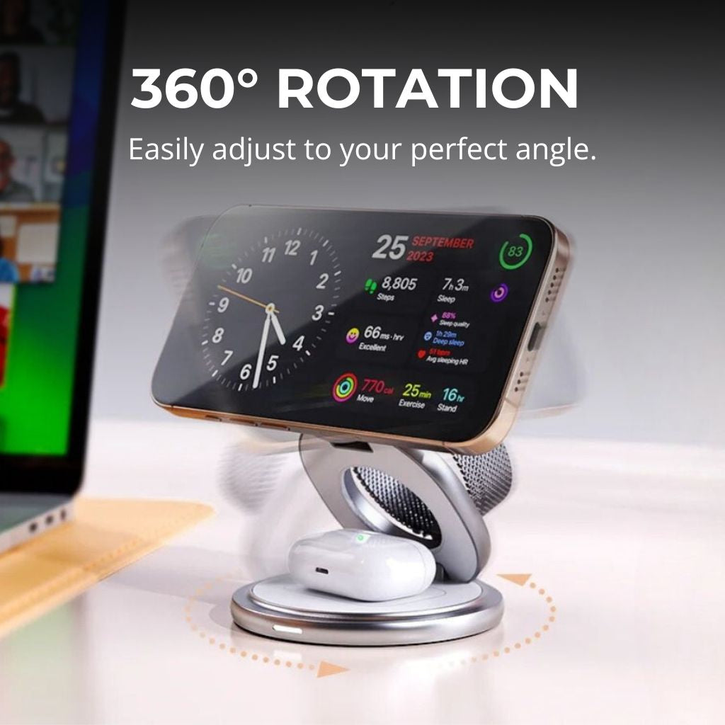 3-in-1 Foldable 25W Qi2 Magnetic Wireless Charging Station