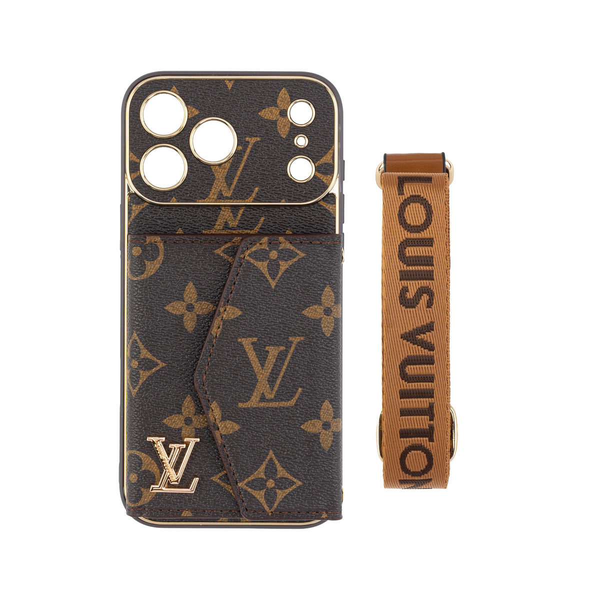 Luxury Monogram Canvas Leather Card Holder iPhone Case 12-18 Pro & Pro Max