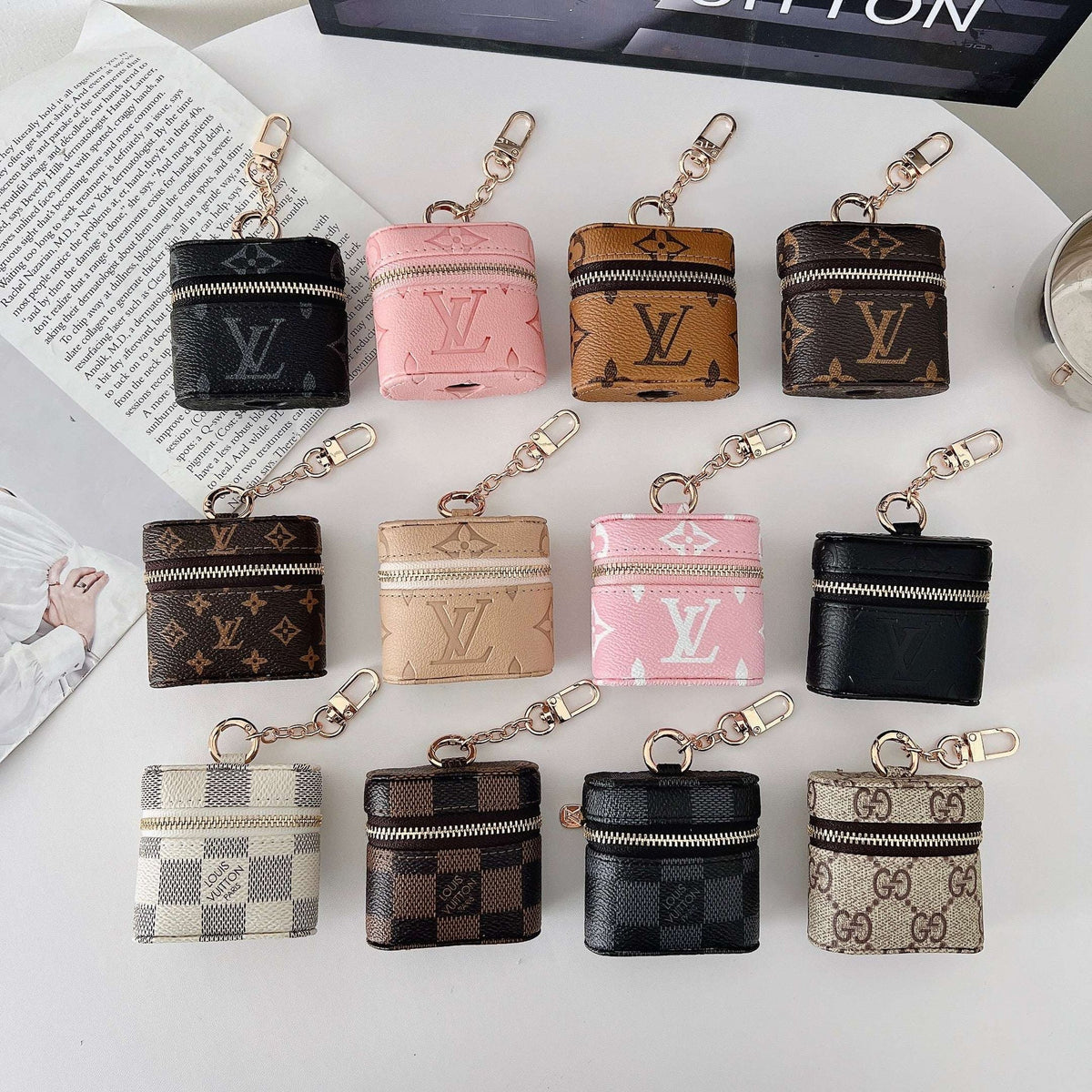 Premium Leather Monogram AirPods Cases