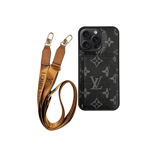 LV Monogram Cardholder Fully Covered Lanyard for iPhone 12-18 Pro & Pro Max