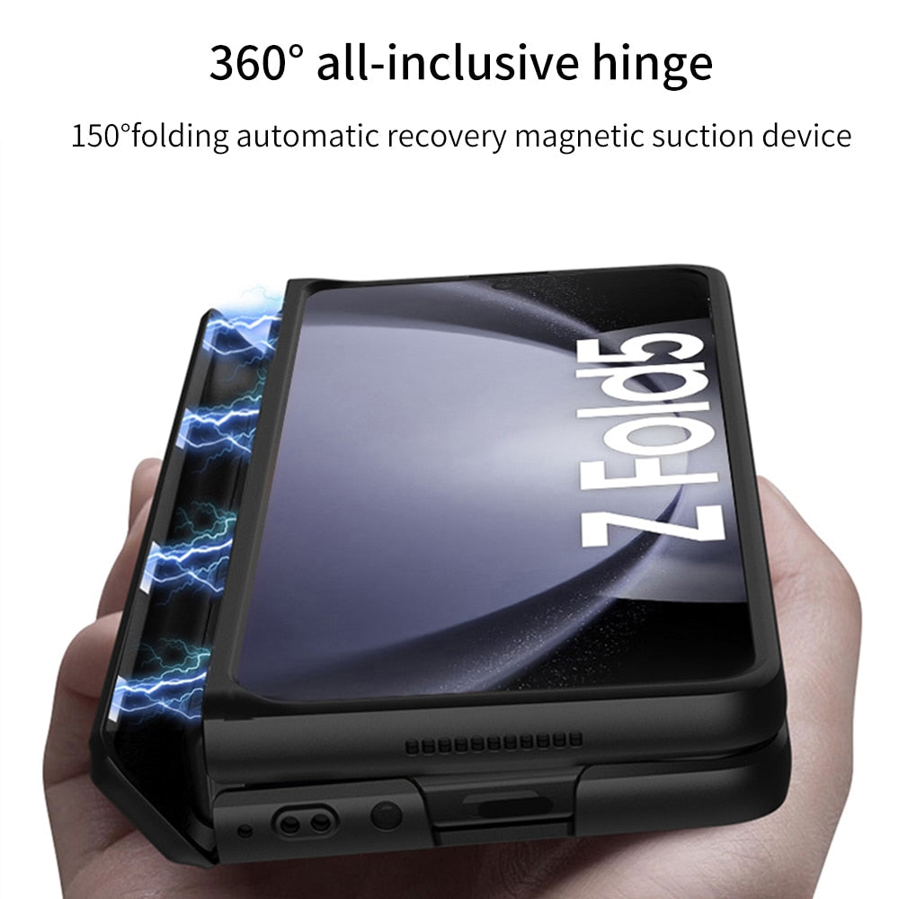For Samsung Galaxy Z Fold 5 Case Ultra Thin Matte Bracket Magnetic Folding Hingle Shockproof Protection Hard Cover Accessories CaseSpot