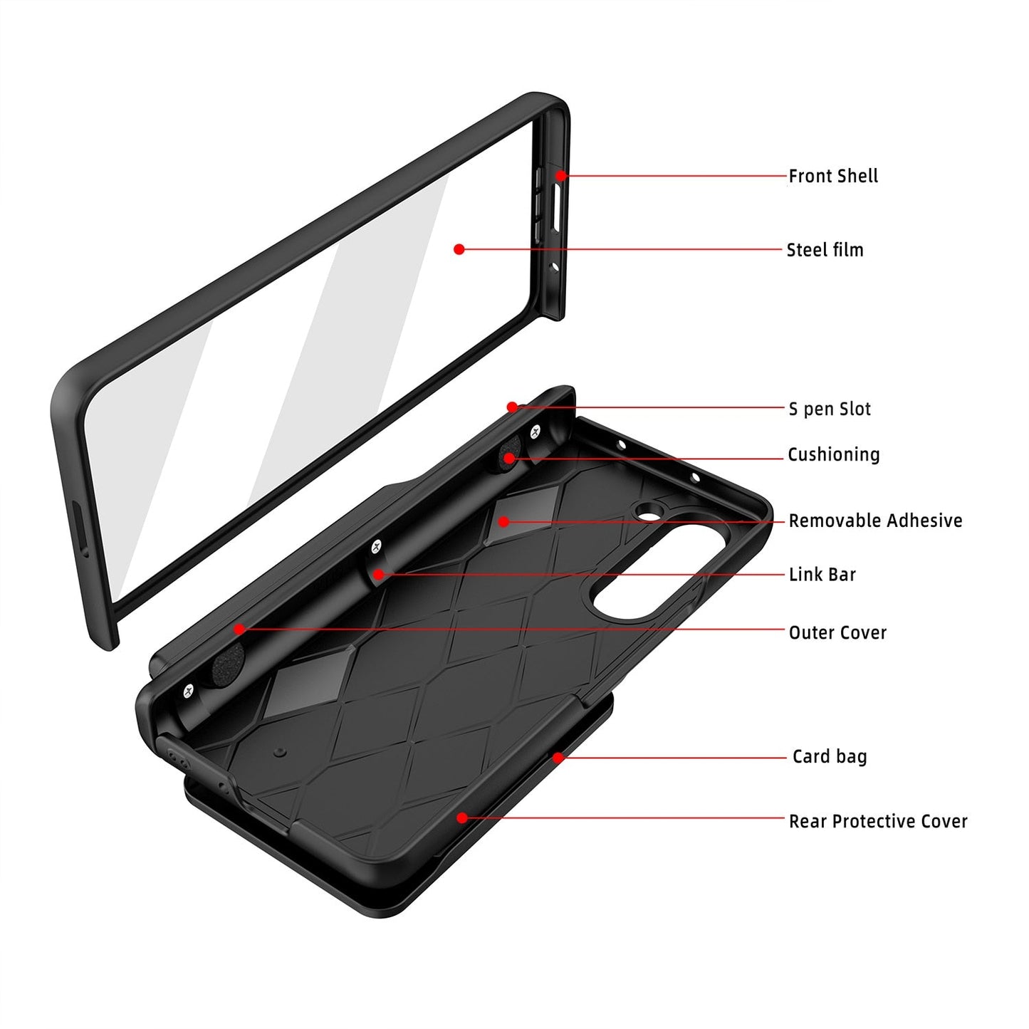 For Samsung Galaxy Z Fold5 Fold 5 Case with S Pen Holder Hard Leather Wallet Card Bag Cover CaseSpot