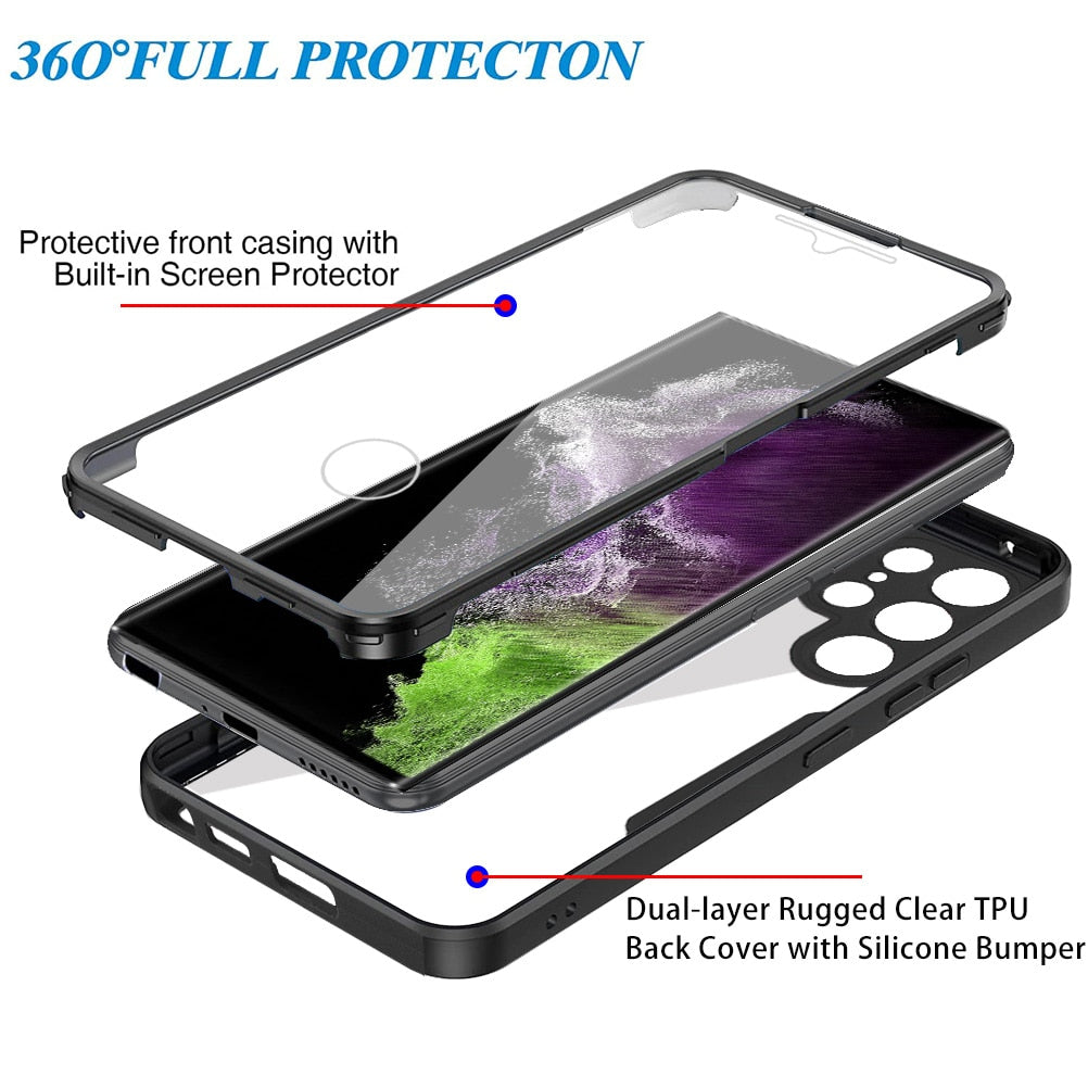 Silicon 360° Double Side For Samsung Galaxy S24-23 SeriesCase Film Screen Protector Bumper Cover Luxury_Covers