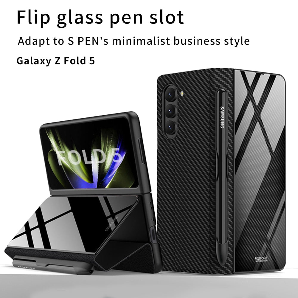 Shockproof Armor Case Case Glass Cover Stand Insert Card Leather Case for Samsung Galaxy Z Fold 5/4 CaseSpot