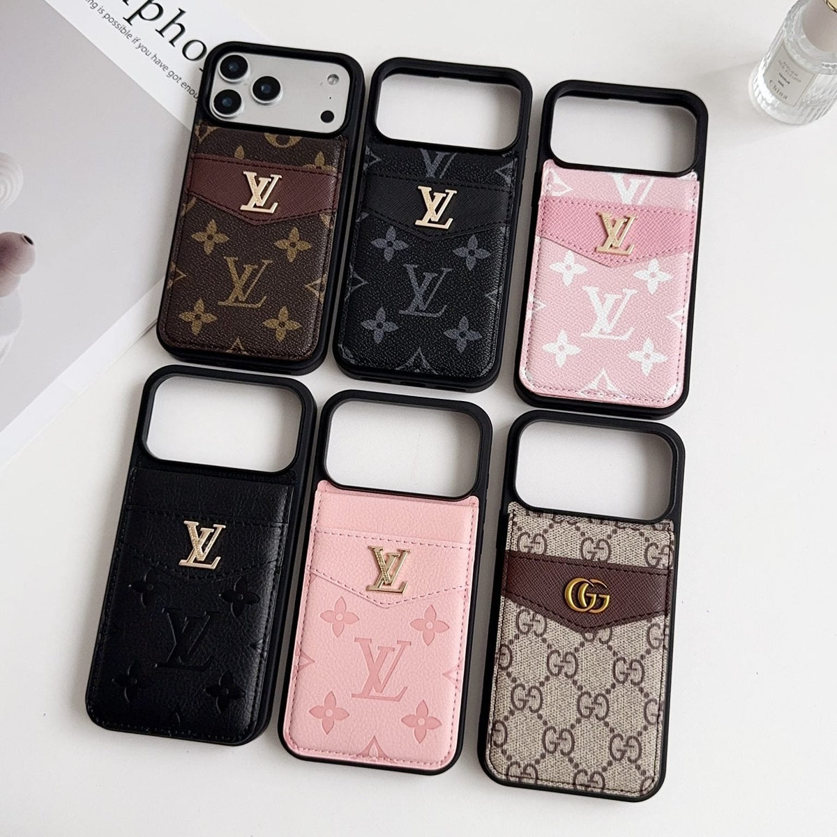 Louis V Card Holder Case For iPhone 12-18 Pro & Pro Max