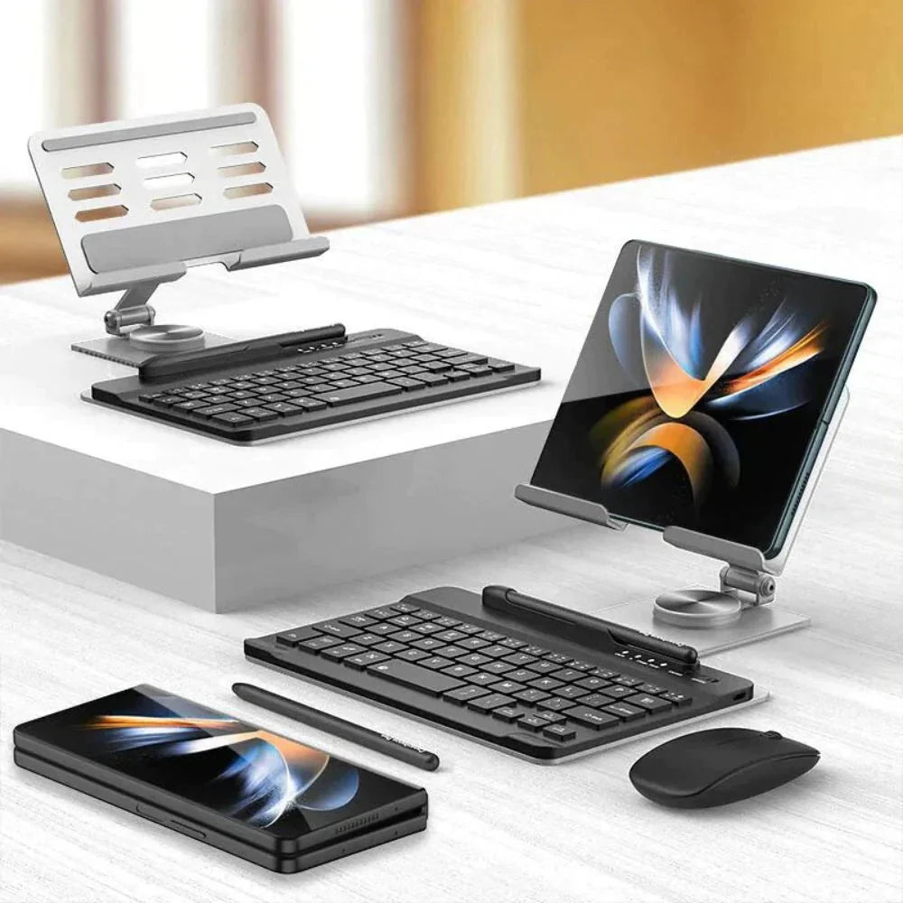 FlexiDesk Z Fold Wireless Keyboard, 360° Stand, Mouse, Pen Set theroxymob