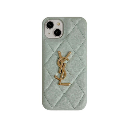 Luxury YSL Leather Phone Case for iPhone 12-18 Pro & Pro Max