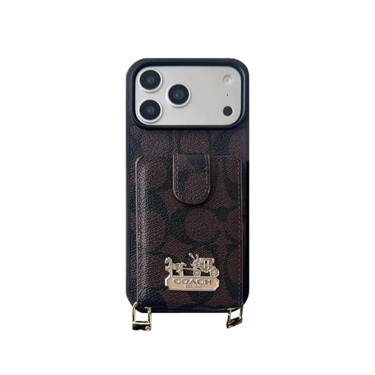 Leather Coach iPhone Case With Wallet And Strap