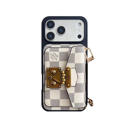 Luxury iPhone Case With Card Holder And Strap 12-18  Pro & Pro Max
