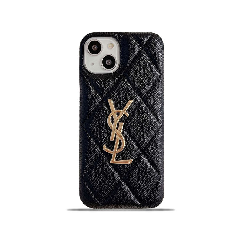 Luxury YSL Leather Phone Case for iPhone 12-18 Pro & Pro Max
