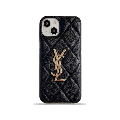 Luxury YSL Leather Phone Case for iPhone 12-18 Pro & Pro Max