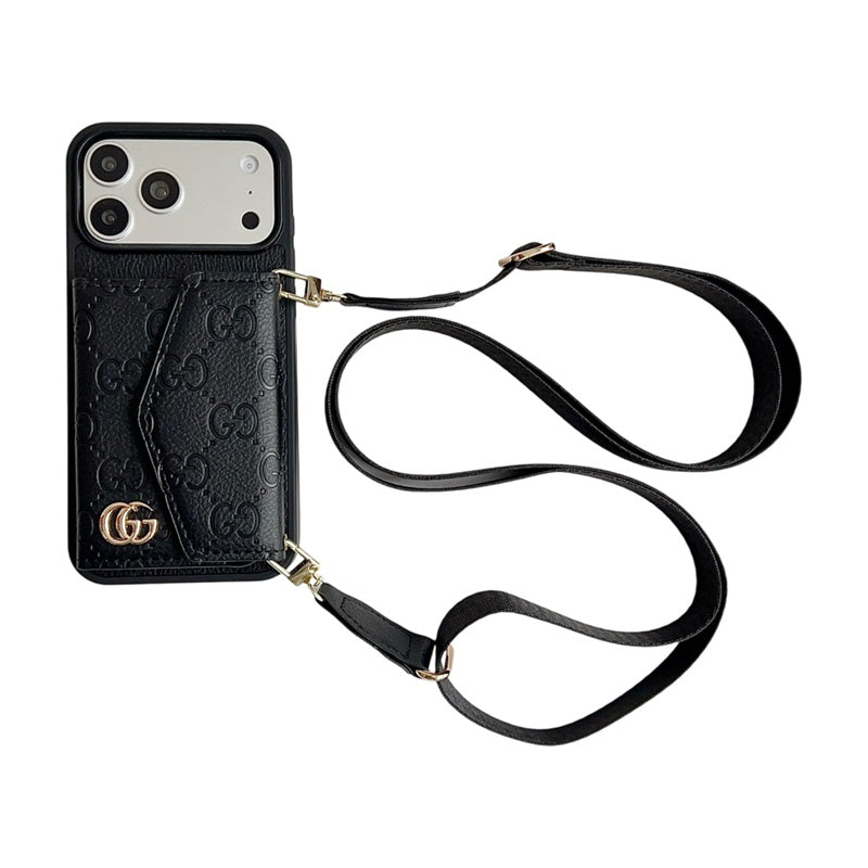 Luxury Plain Fold Envelope Case with Strap - iPhone 12-18 Pro & Pro Max