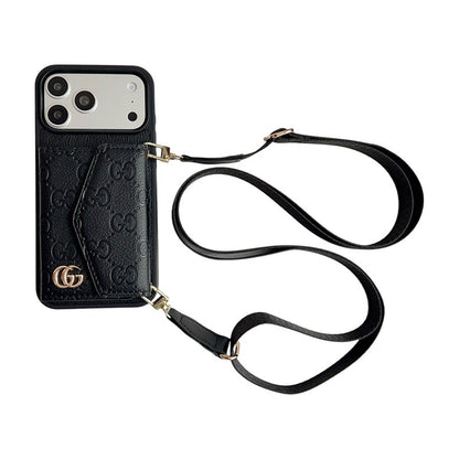 Luxury Plain Fold Envelope Case with Strap - iPhone 12-18 Pro & Pro Max