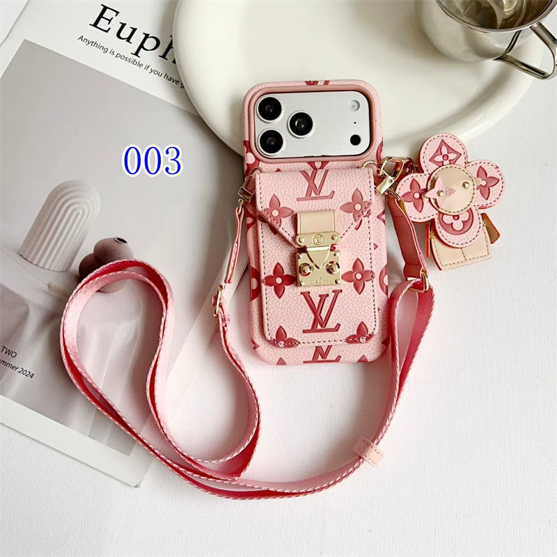 Luxury Monogram Crossbody Case with Detachable Wallet for iPhone 12-18 Pro & Pro Max