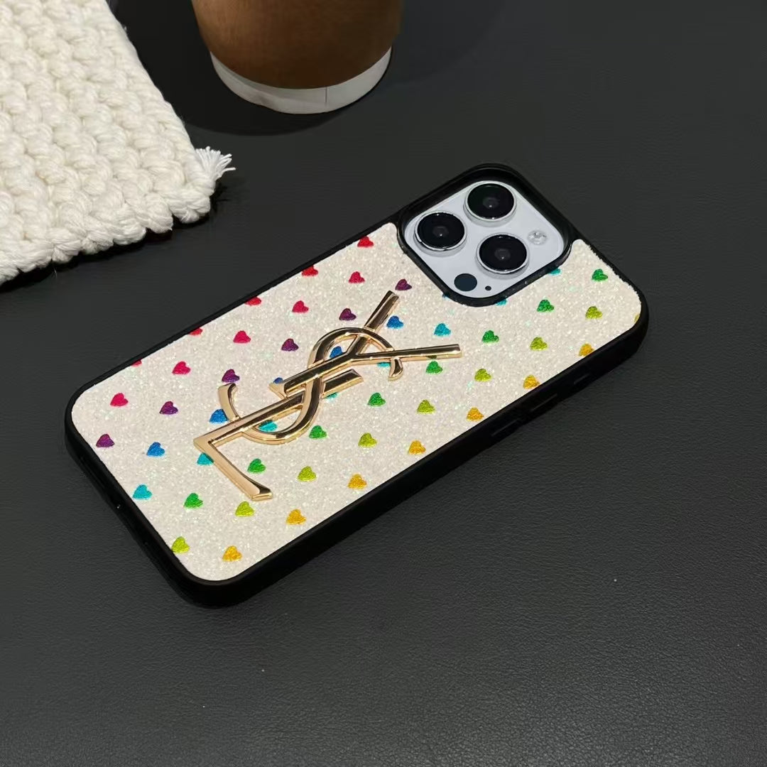 YSL Electroplated Monogram Label Shiny Apple iPhone Case theroxymob
