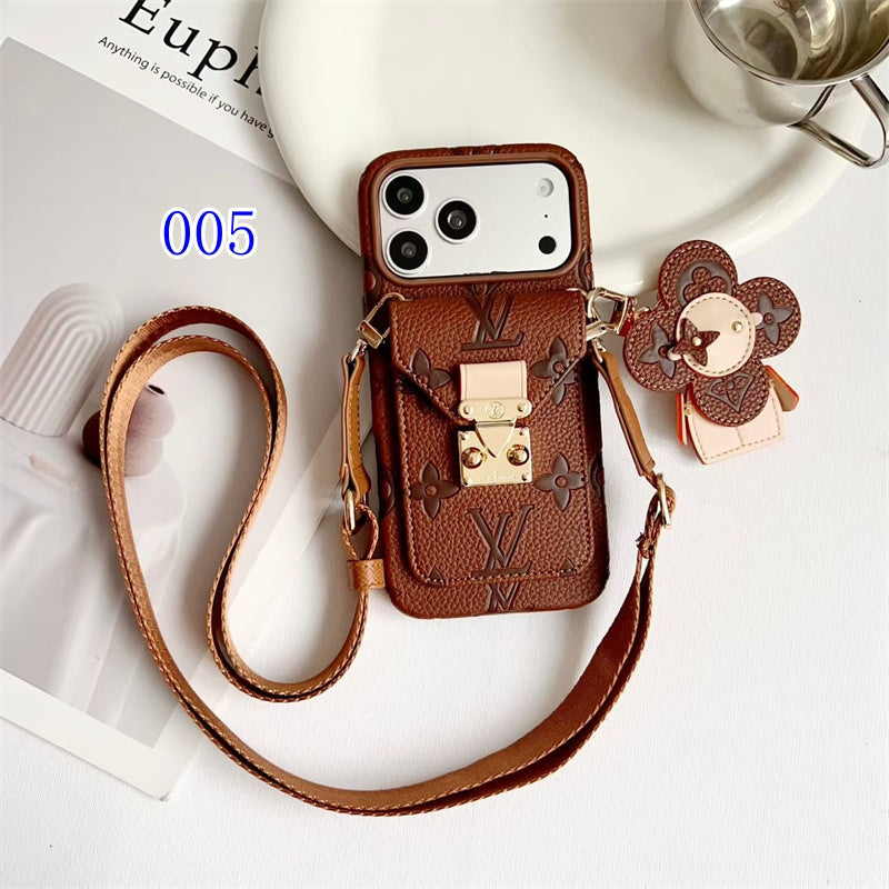 Luxury Monogram Crossbody Case with Detachable Wallet for iPhone 12-18 Pro & Pro Max