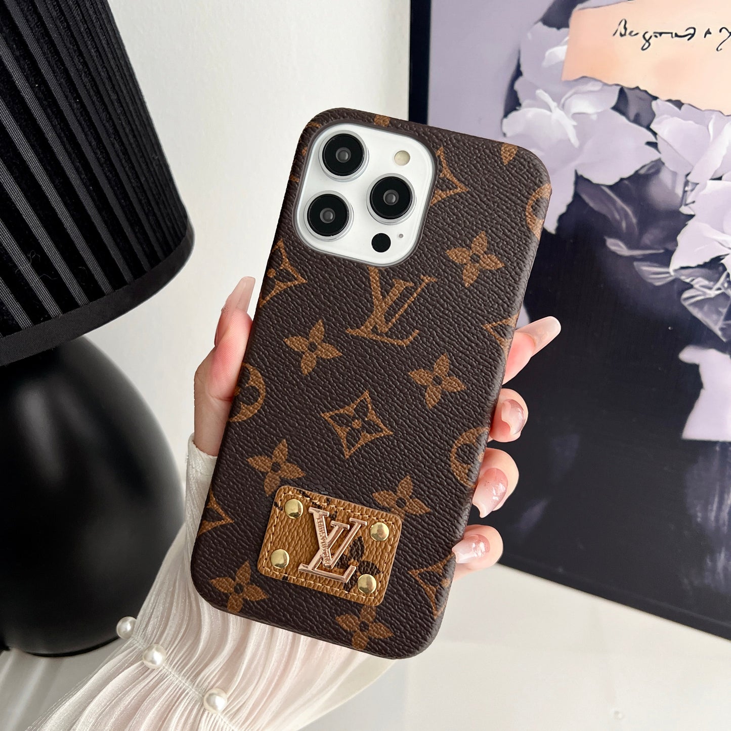 MONOGRAM LEATHER PC HARD BACK CASE FOR IPHONE Roxy New 2