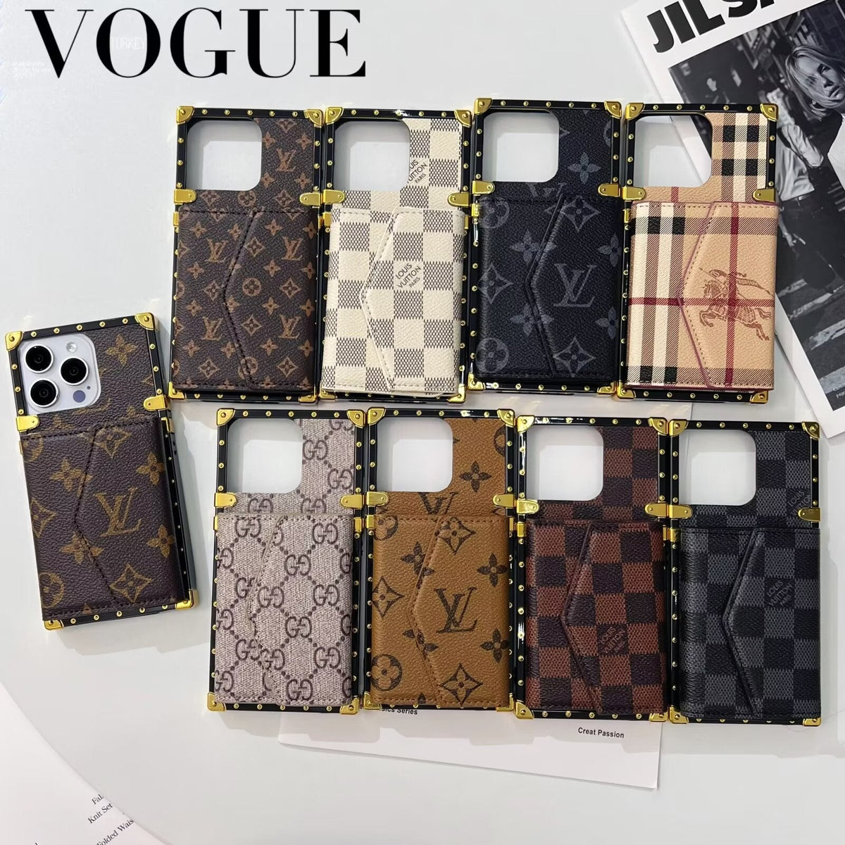 Luxury CANVAS LEATHER CARD HOLDER MONOGRAM Roxy New 2