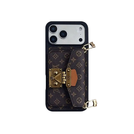 Luxury iPhone Case With Card Holder And Strap 12-18  Pro & Pro Max