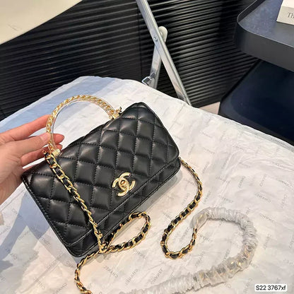 Luxe Quilted Flap Bag with Clear Resin Handle