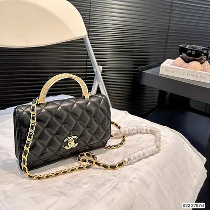 Luxe Quilted Flap Bag with Clear Resin Handle