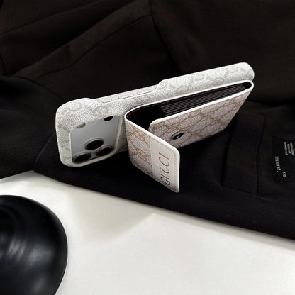 Stylish GG iPhone Case with Card Holder for iPhone 12-17