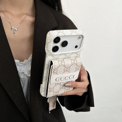 Stylish GG iPhone Case with Card Holder for iPhone 12-17