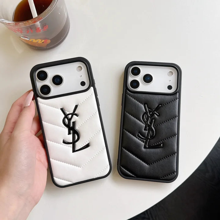 Luxury YSL Leather Phone Case for iPhone 13-18 Pro & Pro Max