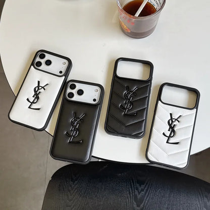 Luxury YSL Leather Phone Case for iPhone 13-18 Pro & Pro Max