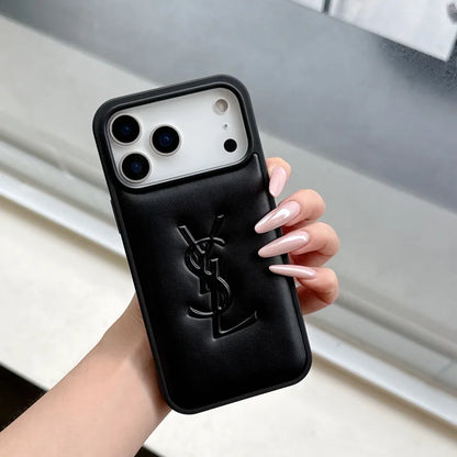 Luxury YSL Leather Phone Case for iPhone 13-18 Pro & Pro Max