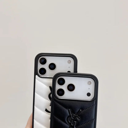 Luxury YSL Leather Phone Case for iPhone 13-18 Pro & Pro Max