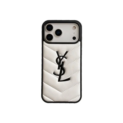 Luxury YSL Leather Phone Case for iPhone 13-18 Pro & Pro Max