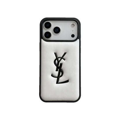 Luxury YSL Leather Phone Case for iPhone 13-18 Pro & Pro Max