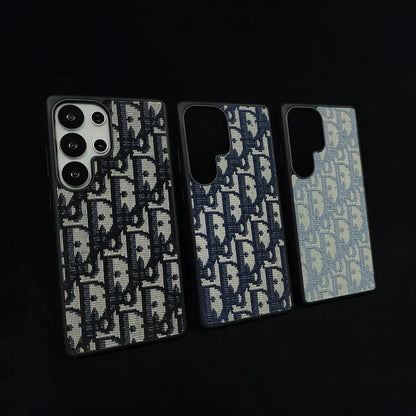 Dior-Inspired Oblique Jacquard Case for Samsung Galaxy S21-S26 Series