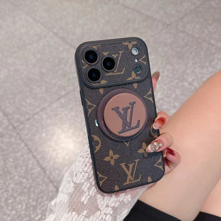 Luxury Monogram Leather Magsafe Phone Case Stand Function for iPhone 13-17 Series