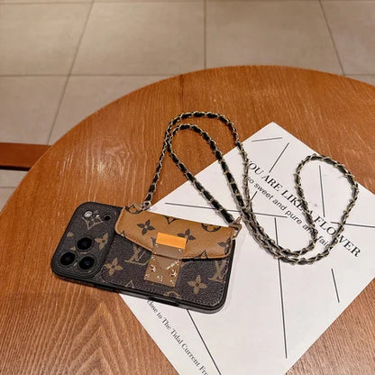Luxury Monogram Crossbody Phone Bag for iPhone 12-18 Pro & Pro Max