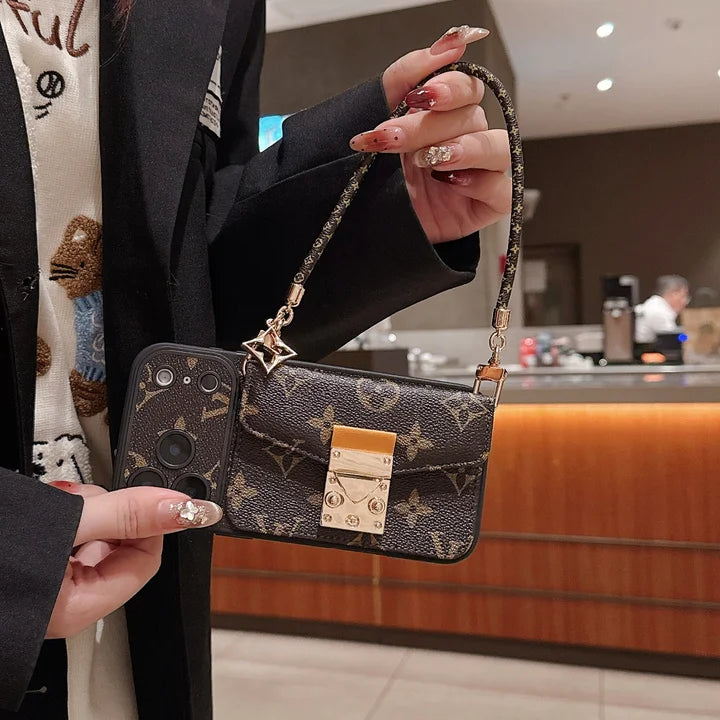 Luxury Monogram Crossbody Phone Bag for iPhone 12-18 Pro & Pro Max