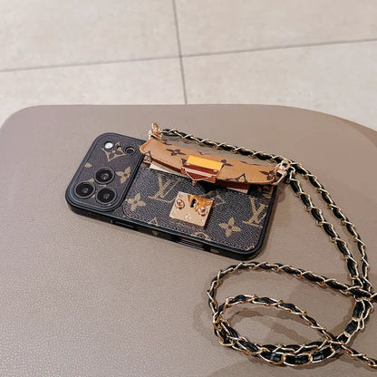 Luxury Monogram Crossbody Phone Bag for iPhone 12-18 Pro & Pro Max