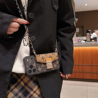 Luxury Monogram Crossbody Phone Bag for iPhone 12-18 Pro & Pro Max