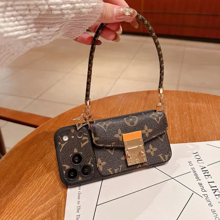 Luxury Monogram Crossbody Phone Bag for iPhone 12-18 Pro & Pro Max
