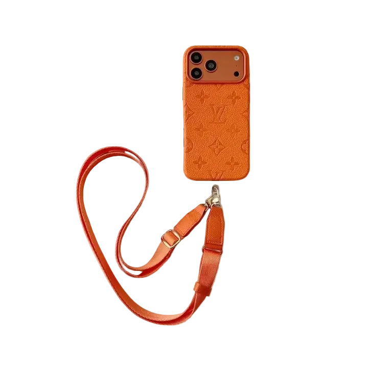 Elite Monogram Leather Case with Designer Crossbody Strapfor iPhone 13-17 Series