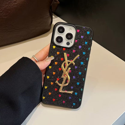 YSL Electroplated Monogram Label Shiny Apple iPhone Case theroxymob
