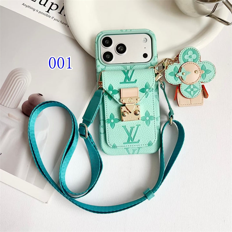 Luxury Monogram Crossbody Case with Detachable Wallet for iPhone 12-18 Pro & Pro Max