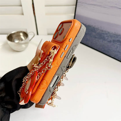 Luxury Monogram Crossbody Case with Detachable Wallet for iPhone 12-18 Pro & Pro Max