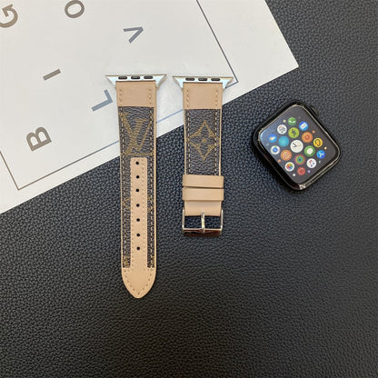 APPLE WATCH GENUINE LEATHER STRAP STITCHING MONOGRAM LEATHER Roxy New 2