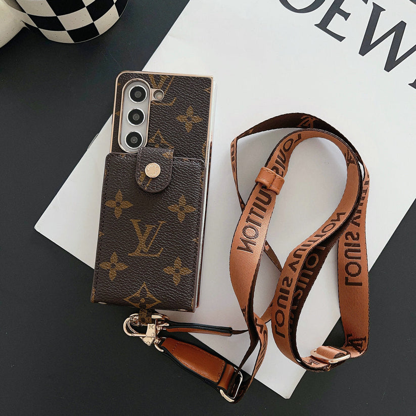 LUXURY ELECTROPLATING MONOGRAM CARD HOLDER CROSSBODY SAMSUNG Z FOLD CASE Roxy New