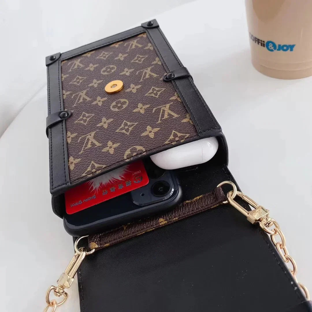 Monogrammed Canvas and Leather Trunk Crossbody Bag Roxy New